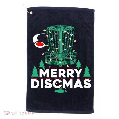 Merry Discmas Disc Golf Frisbee Christmas Xmas Funny Golf Towel