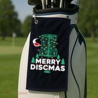 Merry Discmas Disc Golf Frisbee Christmas Xmas Funny Golf Towel thumb 2