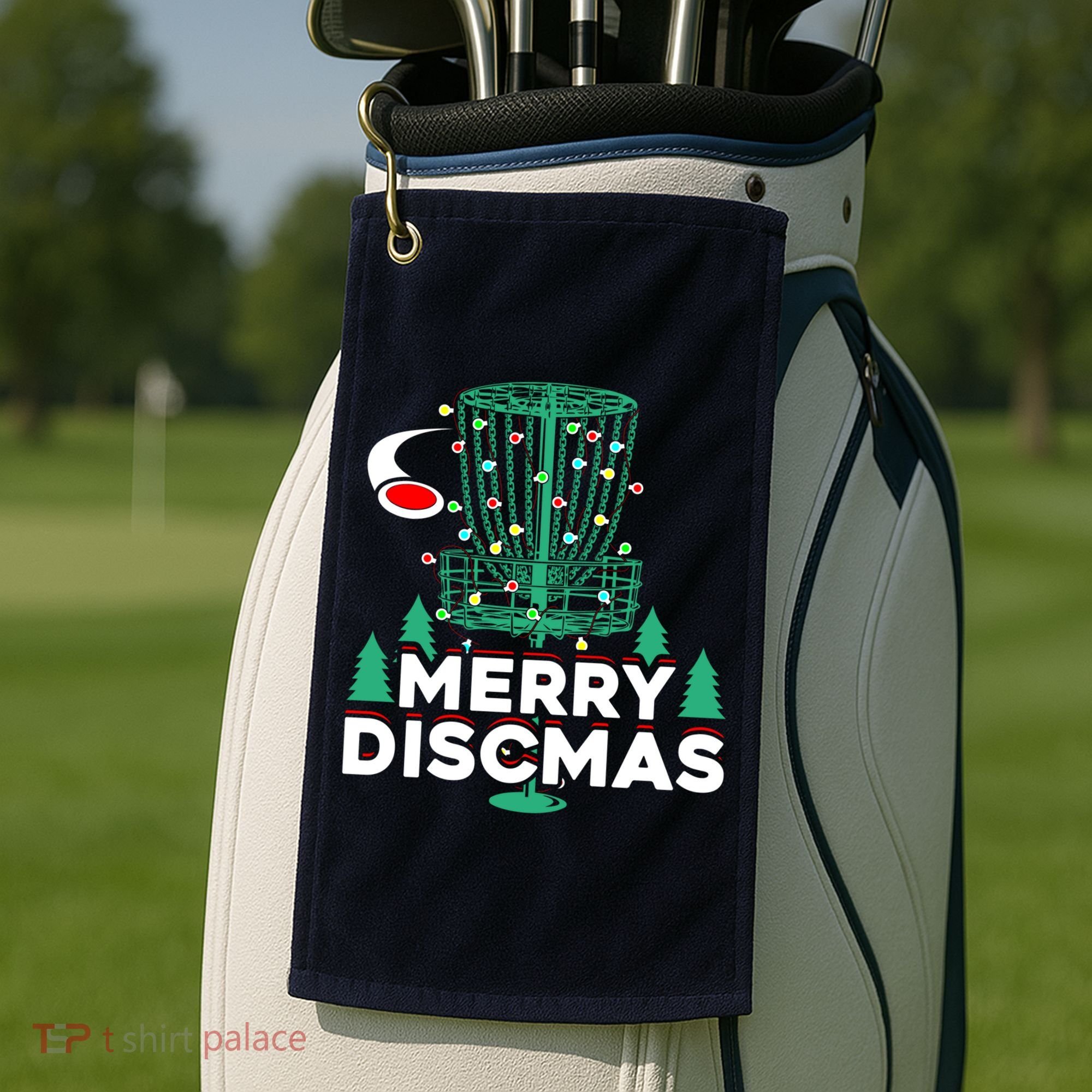Merry Discmas Disc Golf Frisbee Christmas Xmas Funny Golf Towel