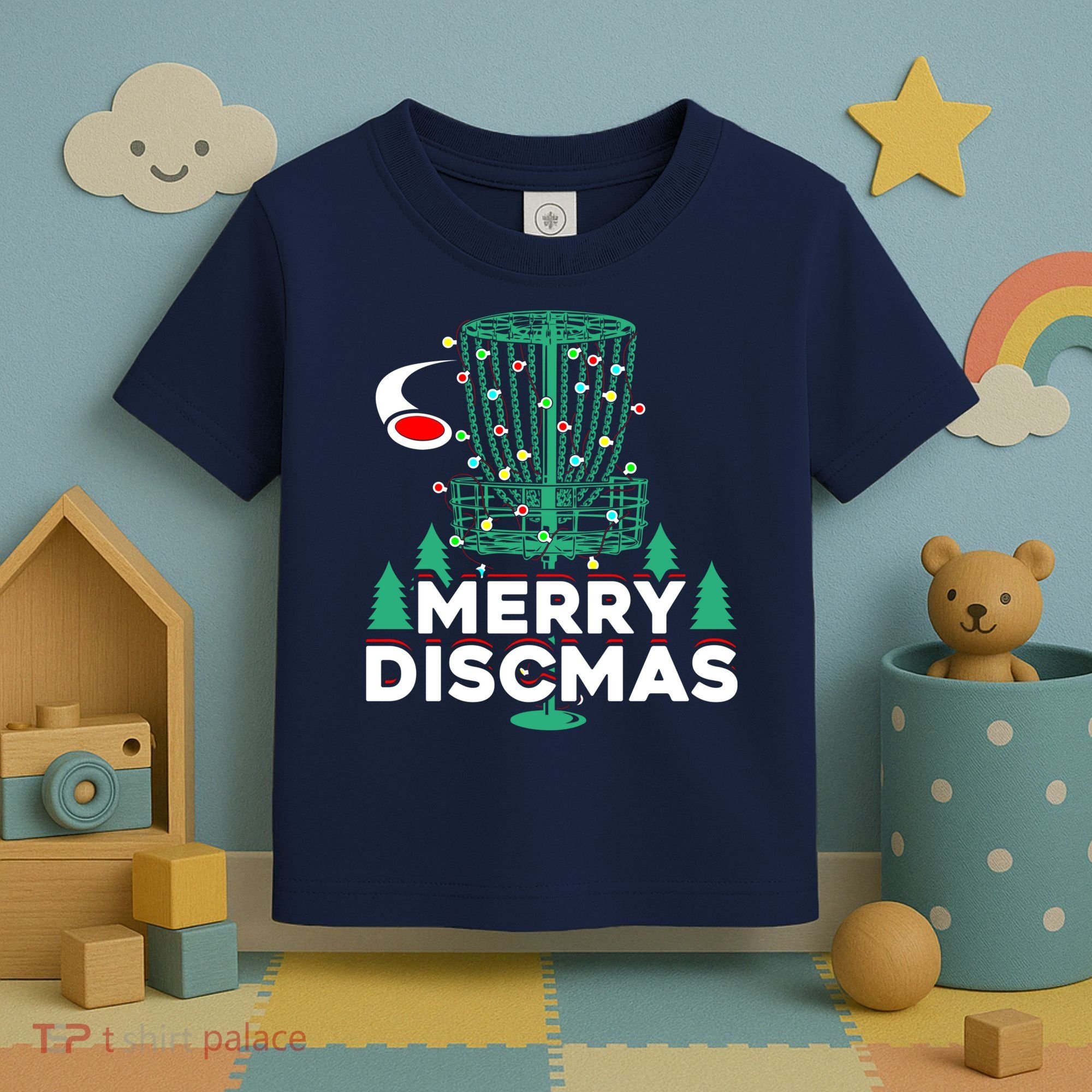 Merry Discmas Disc Golf Frisbee Christmas Xmas Funny Toddler T-Shirt