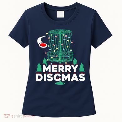 Merry Discmas Disc Golf Frisbee Christmas Xmas Funny Women's T-Shirt
