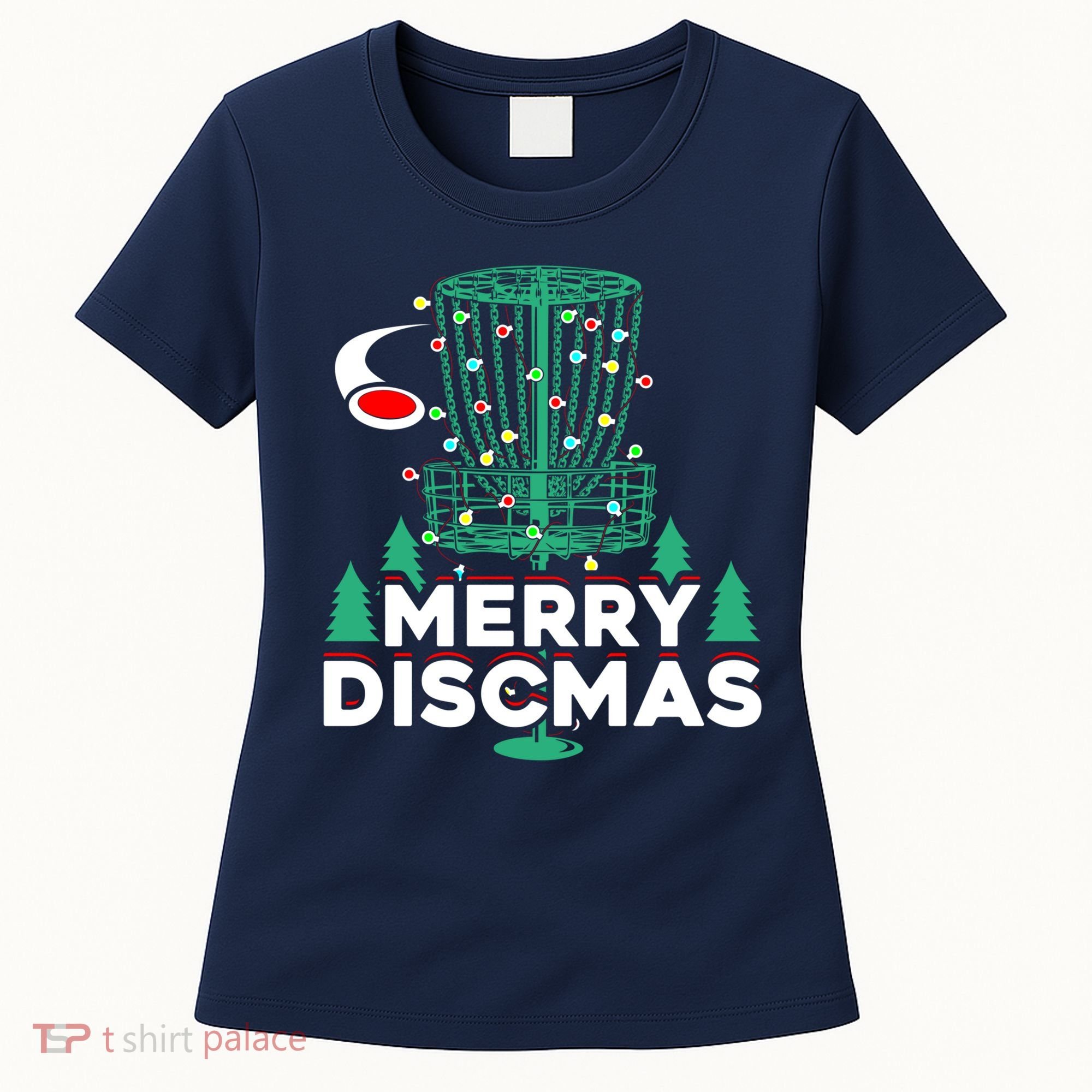 Merry Discmas Disc Golf Frisbee Christmas Xmas Funny Women's T-Shirt