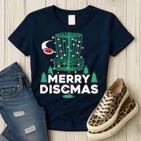 Merry Discmas Disc Golf Frisbee Christmas Xmas Funny Women's T-Shirt thumb 3