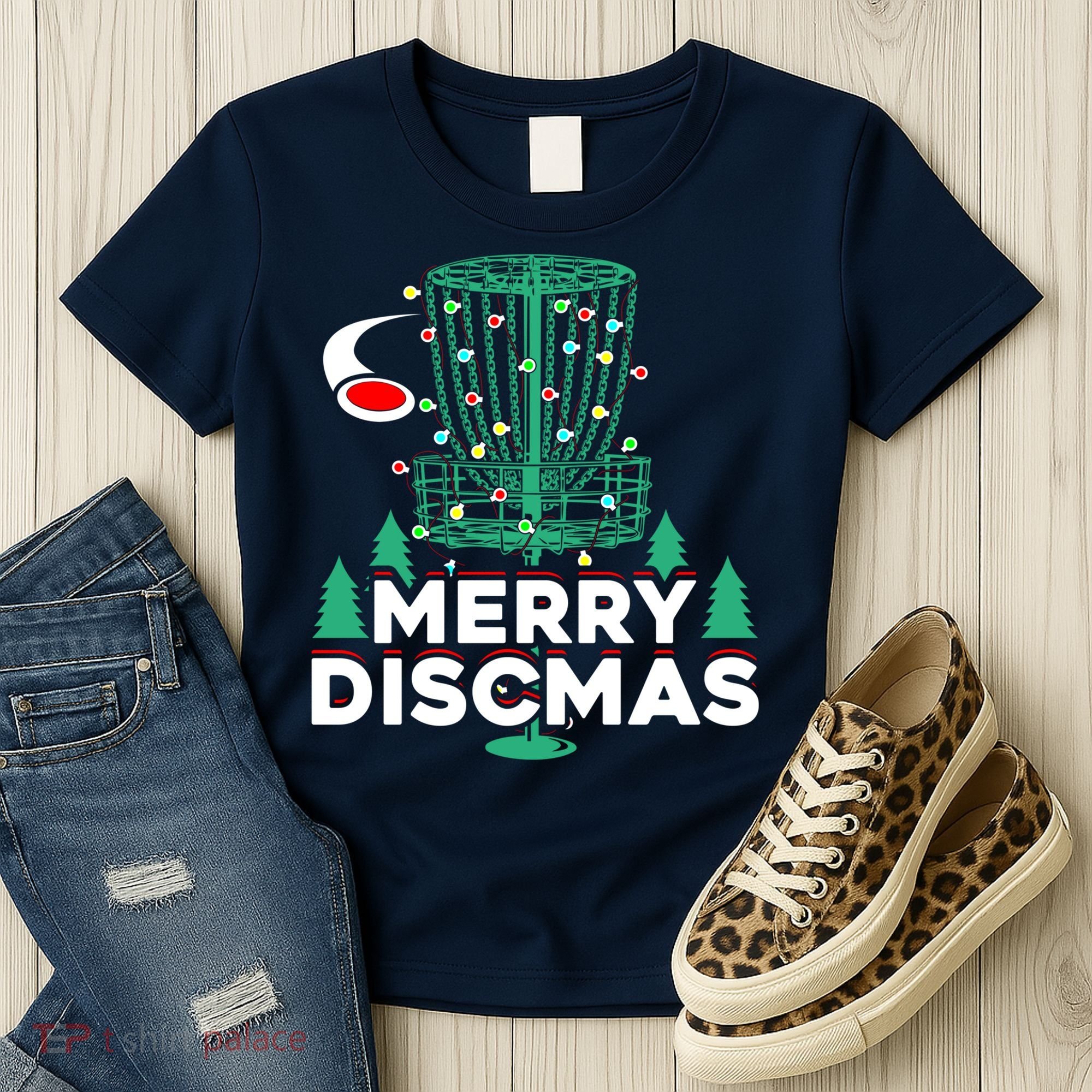Merry Discmas Disc Golf Frisbee Christmas Xmas Funny Women's T-Shirt