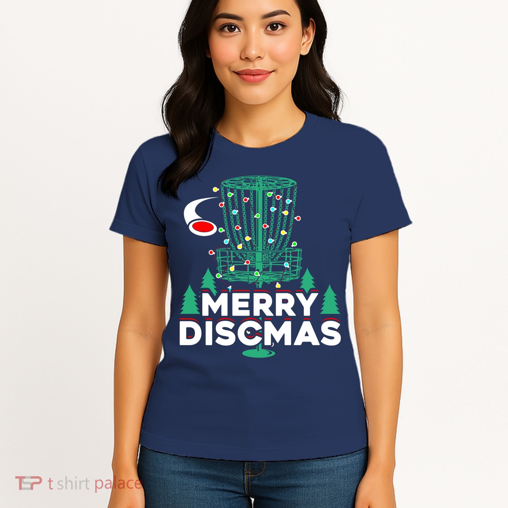 Merry Discmas Disc Golf Frisbee Christmas Xmas Funny Women's T-Shirt