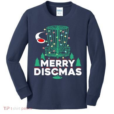 Merry Discmas Disc Golf Frisbee Christmas Xmas Funny Kids Long Sleeve Shirt