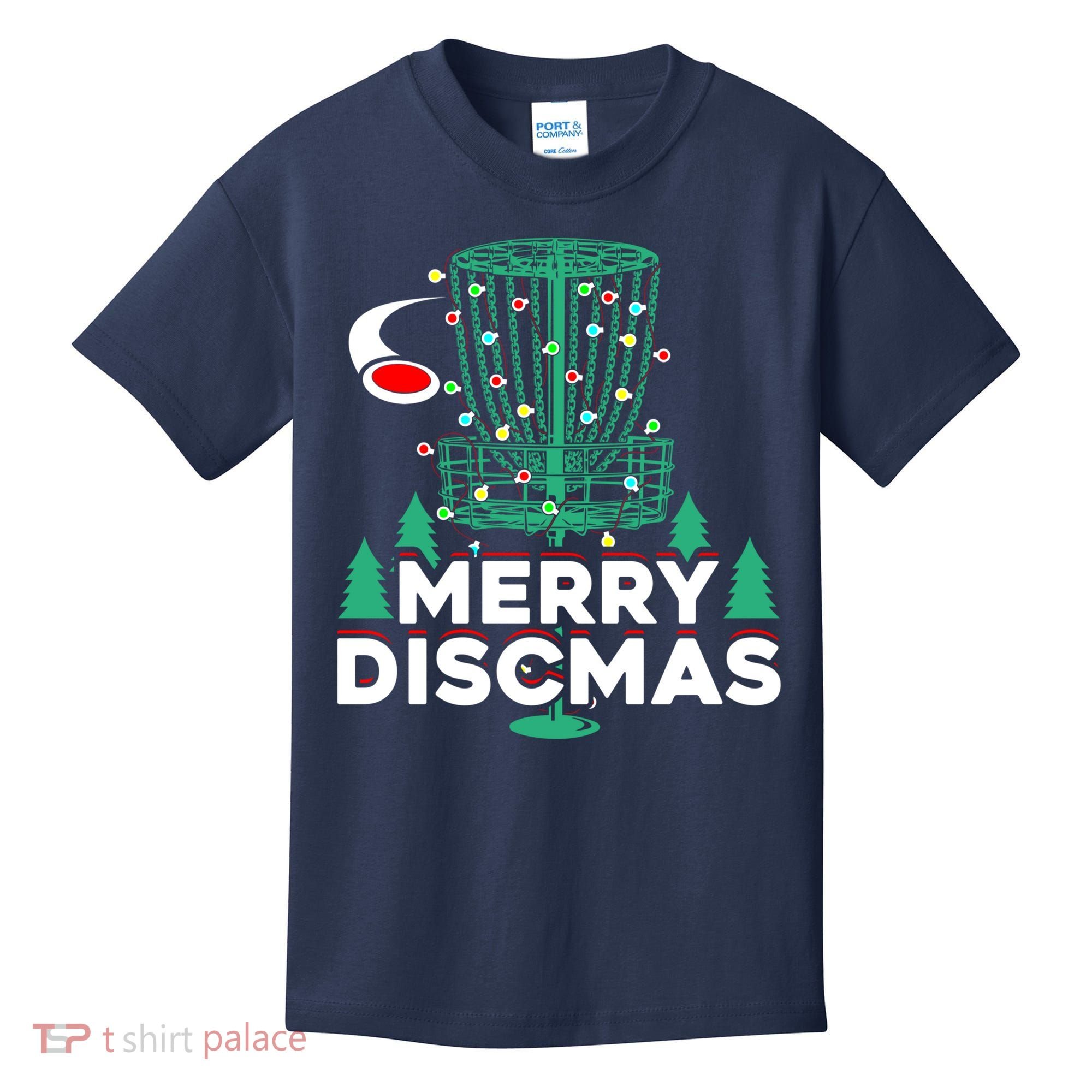 Merry Discmas Disc Golf Frisbee Christmas Xmas Funny Kids T-Shirt