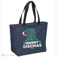Merry Discmas Disc Golf Frisbee Christmas Xmas Funny Tote Bag thumb 2