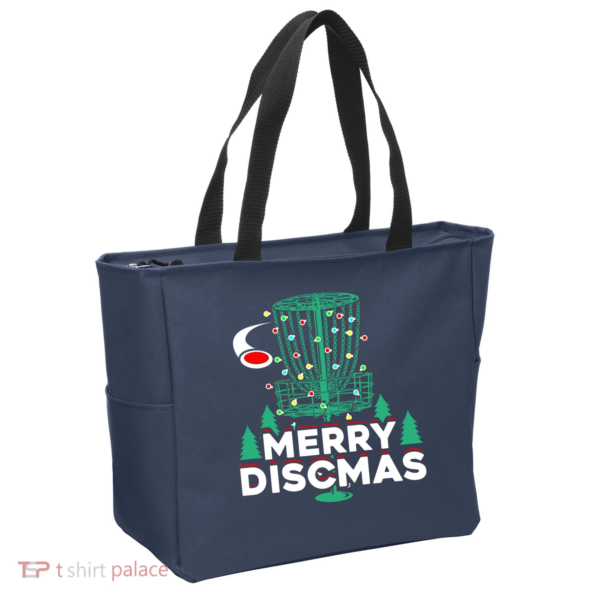 Merry Discmas Disc Golf Frisbee Christmas Xmas Funny Tote Bag
