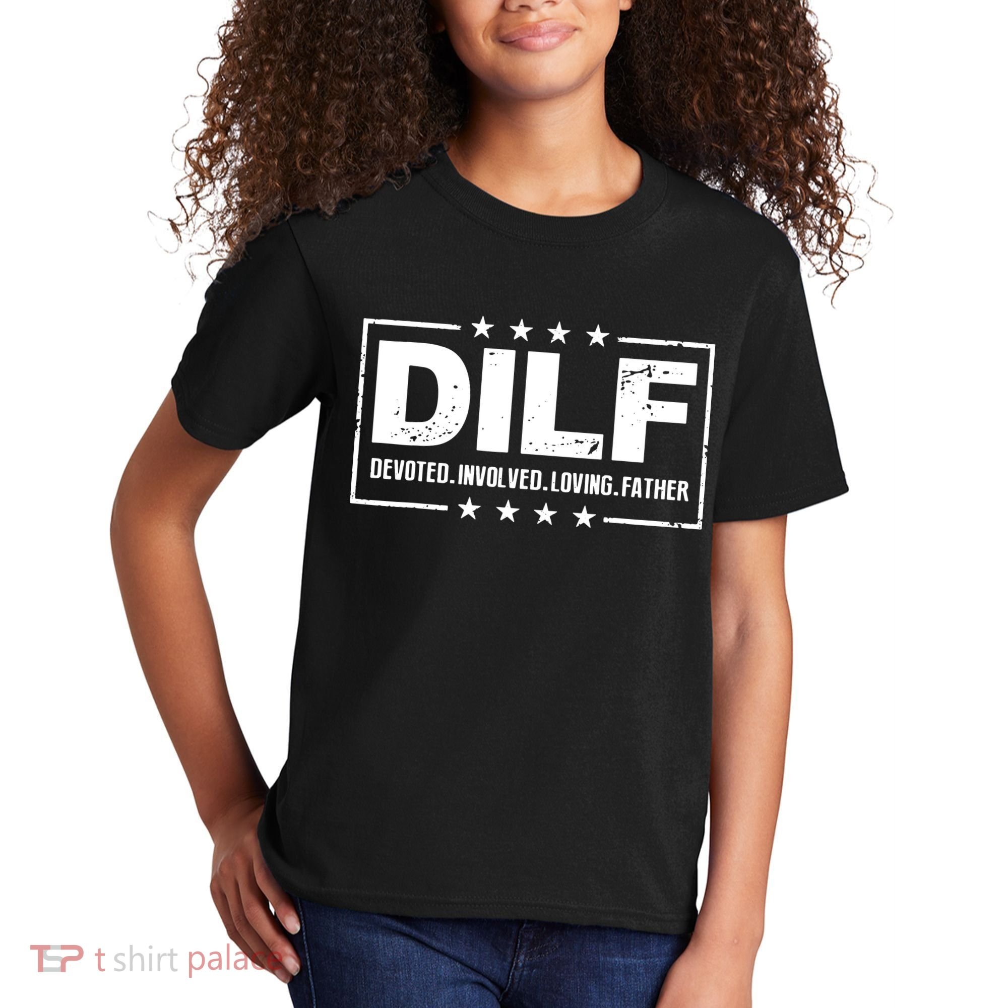 Mens DILF Devoted Involved Loving Father Dad Papa Kids T-Shirt