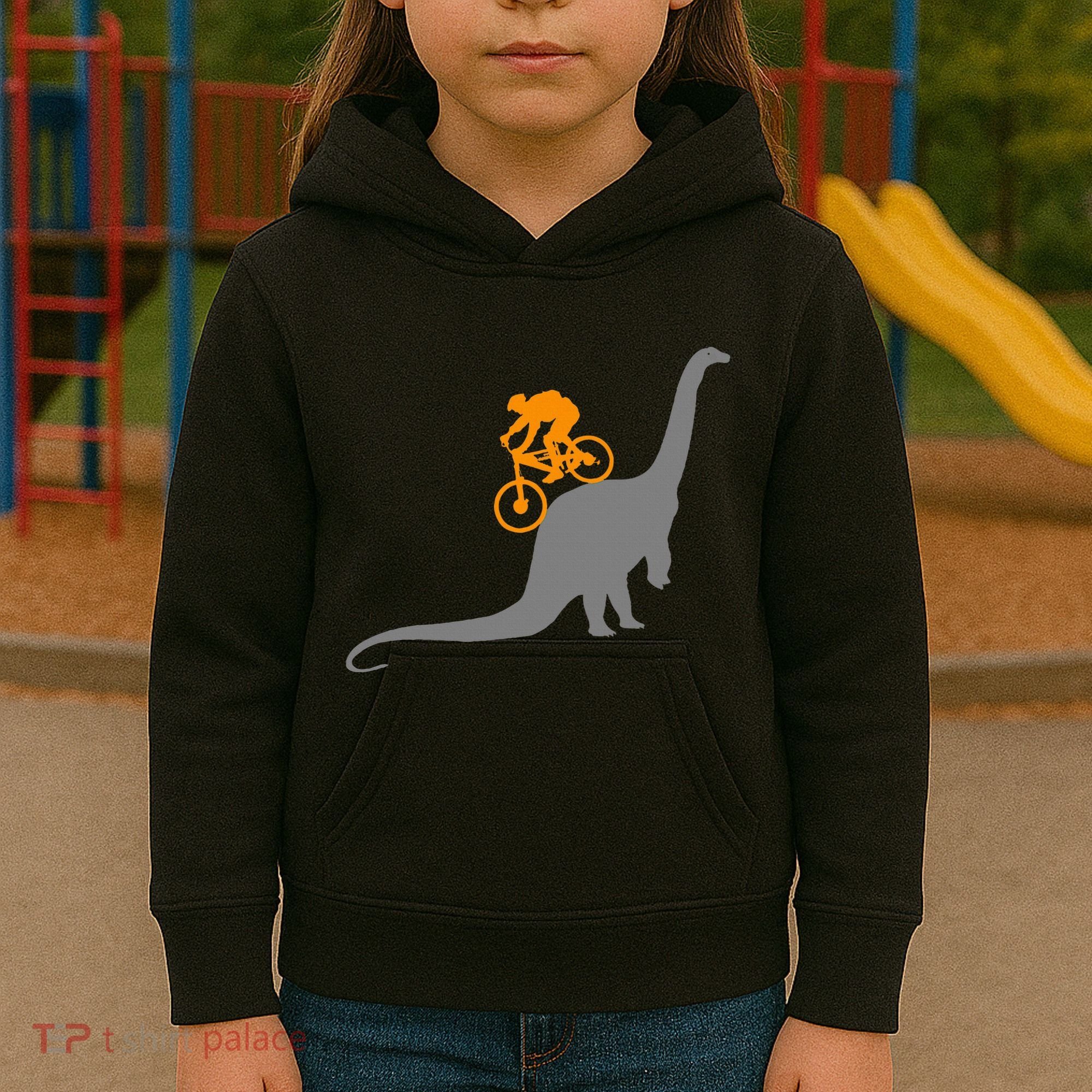 Mtb Dinosaur Dino Bike Mountain Bicycle Sport Kids Hoodie