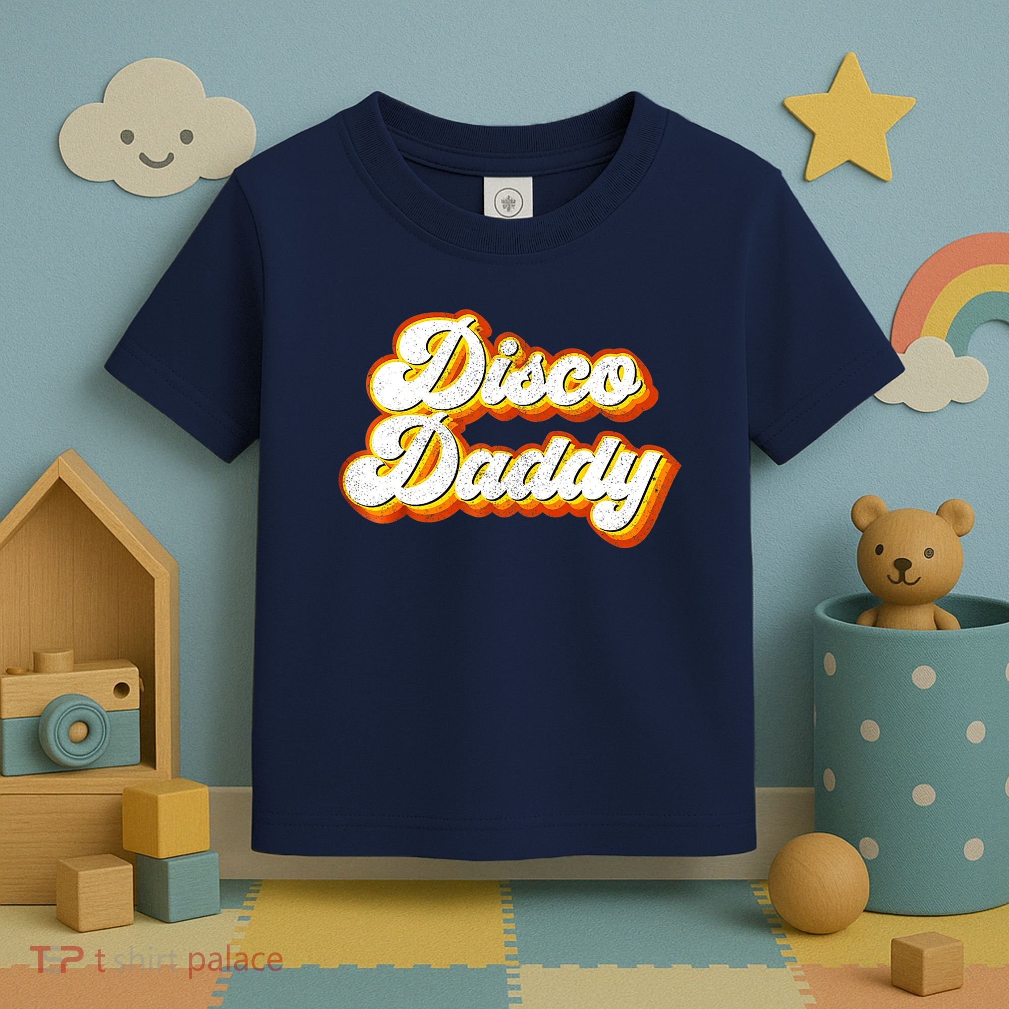 Mens Disco Daddy Retro Matching 60's 70s Party Costume Dad Toddler T-Shirt