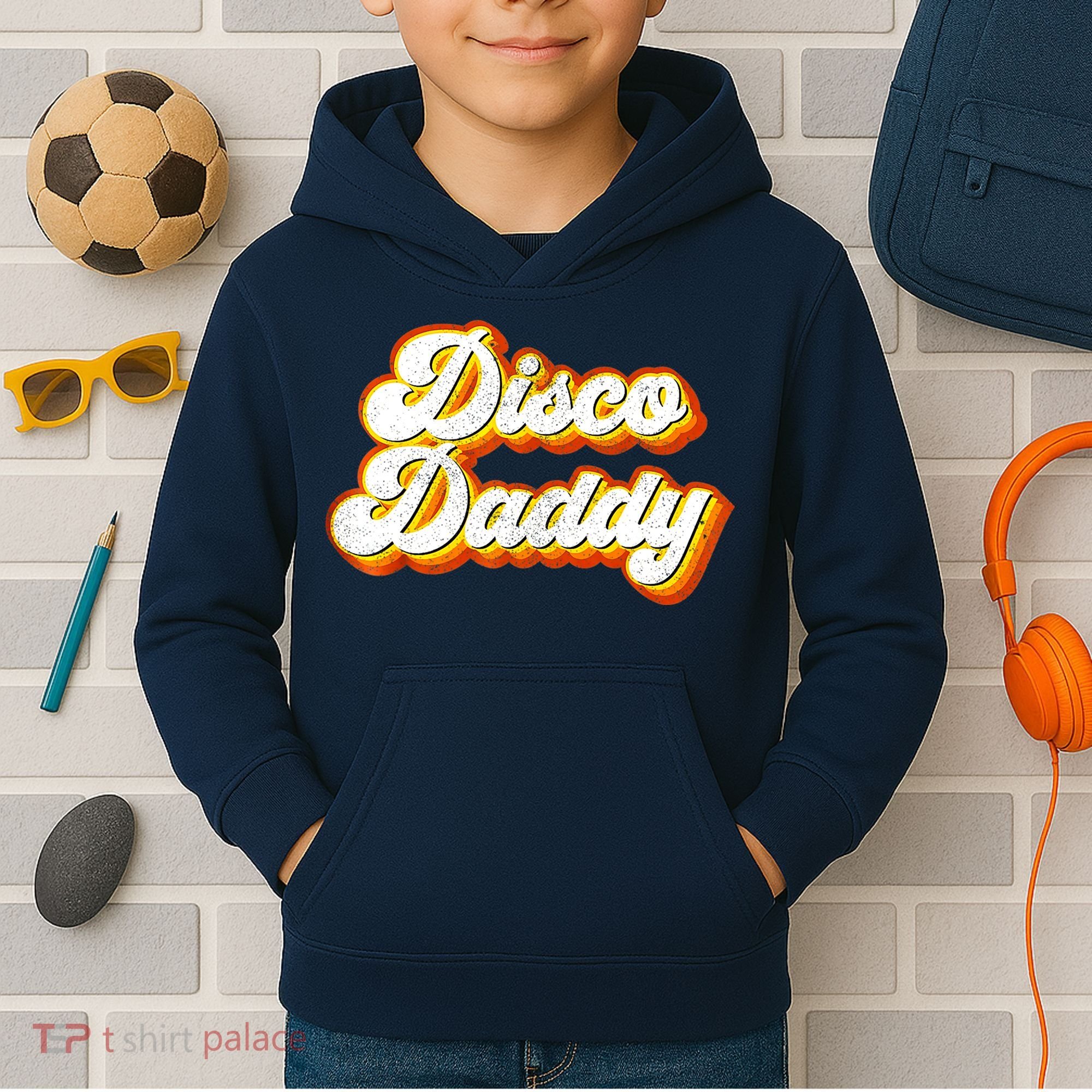 Mens Disco Daddy Retro Matching 60's 70s Party Costume Dad Kids Hoodie