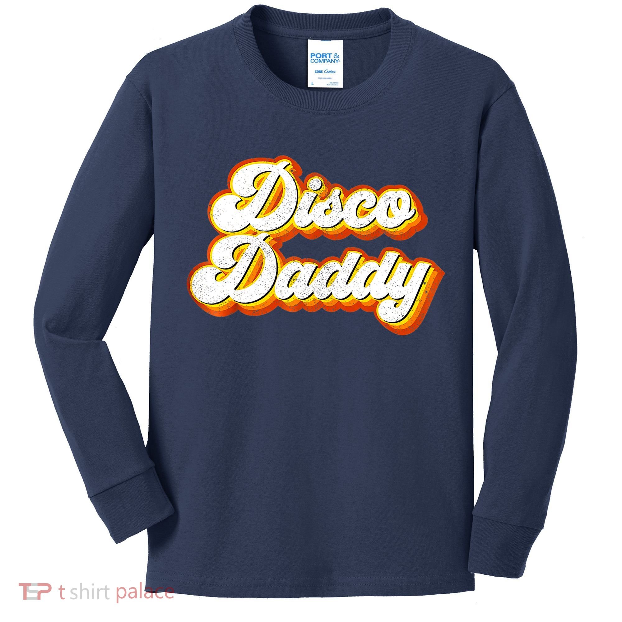 Mens Disco Daddy Retro Matching 60's 70s Party Costume Dad Kids Long Sleeve Shirt