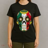 Mexican Dia De Los Muertos Day Costume Sugar Skull Flowers T-Shirt thumb 4