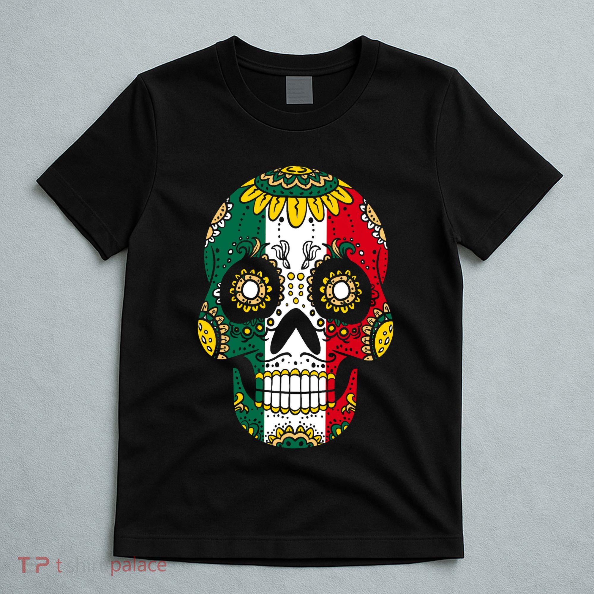 Mexican Dia De Los Muertos Day Costume Sugar Skull Flowers T-Shirt