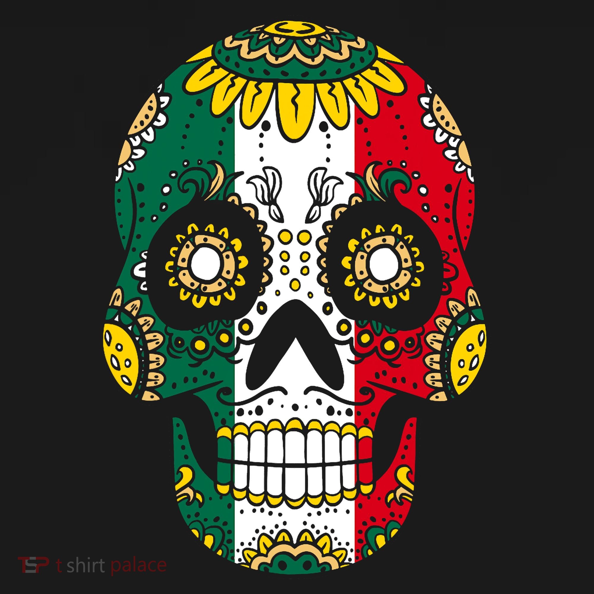 Mexican Dia De Los Muertos Day Costume Sugar Skull Flowers T-Shirt
