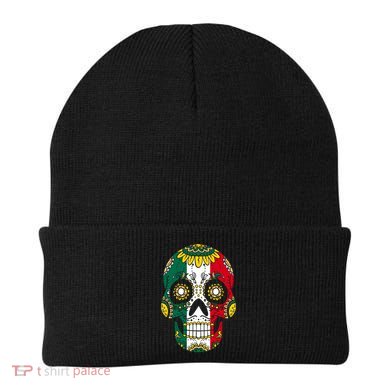 Mexican Dia De Los Muertos Day Costume Sugar Skull Flowers Beanie