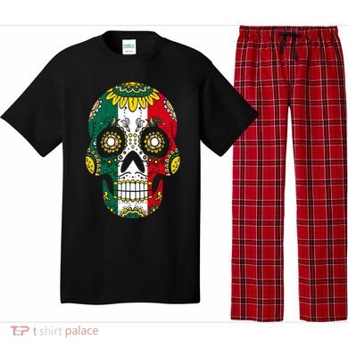 Mexican Dia De Los Muertos Day Costume Sugar Skull Flowers Pajama Set