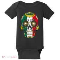 Mexican Dia De Los Muertos Day Costume Sugar Skull Flowers Baby Bodysuit thumb 0