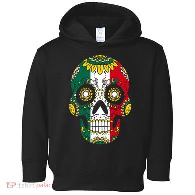 Mexican Dia De Los Muertos Day Costume Sugar Skull Flowers Toddler Hoodie