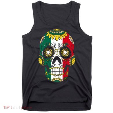 Mexican Dia De Los Muertos Day Costume Sugar Skull Flowers Tank Top