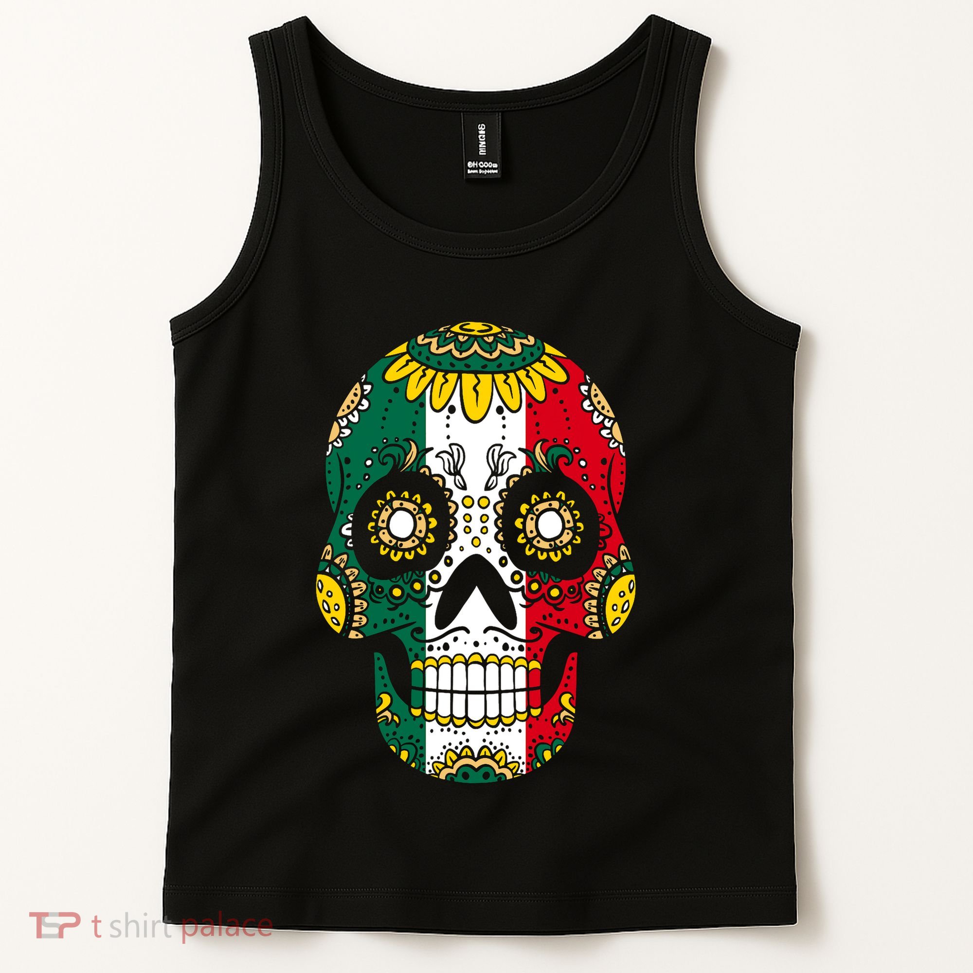 Mexican Dia De Los Muertos Day Costume Sugar Skull Flowers Tank Top