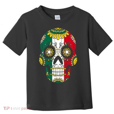 Mexican Dia De Los Muertos Day Costume Sugar Skull Flowers Toddler T-Shirt