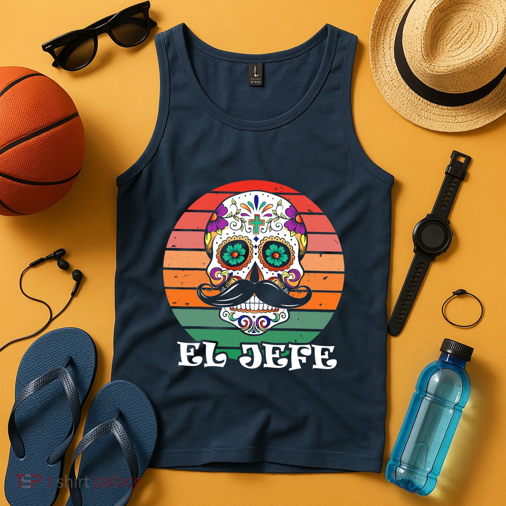 Mexican Dia De Los Muertos Day Of The Dead El Jefe Tank Top