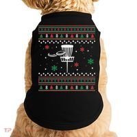 Merry Discmas Disc Golf Ugly Christmas Sweater Party Doggie Tank thumb 0