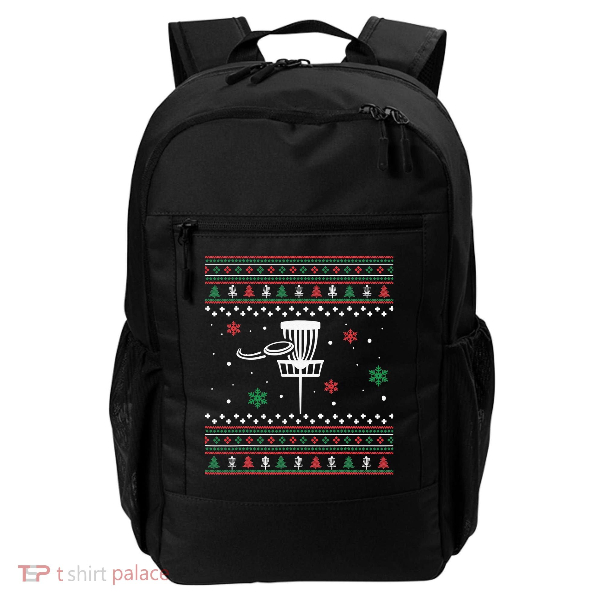 Merry Discmas Disc Golf Ugly Christmas Sweater Party Backpack