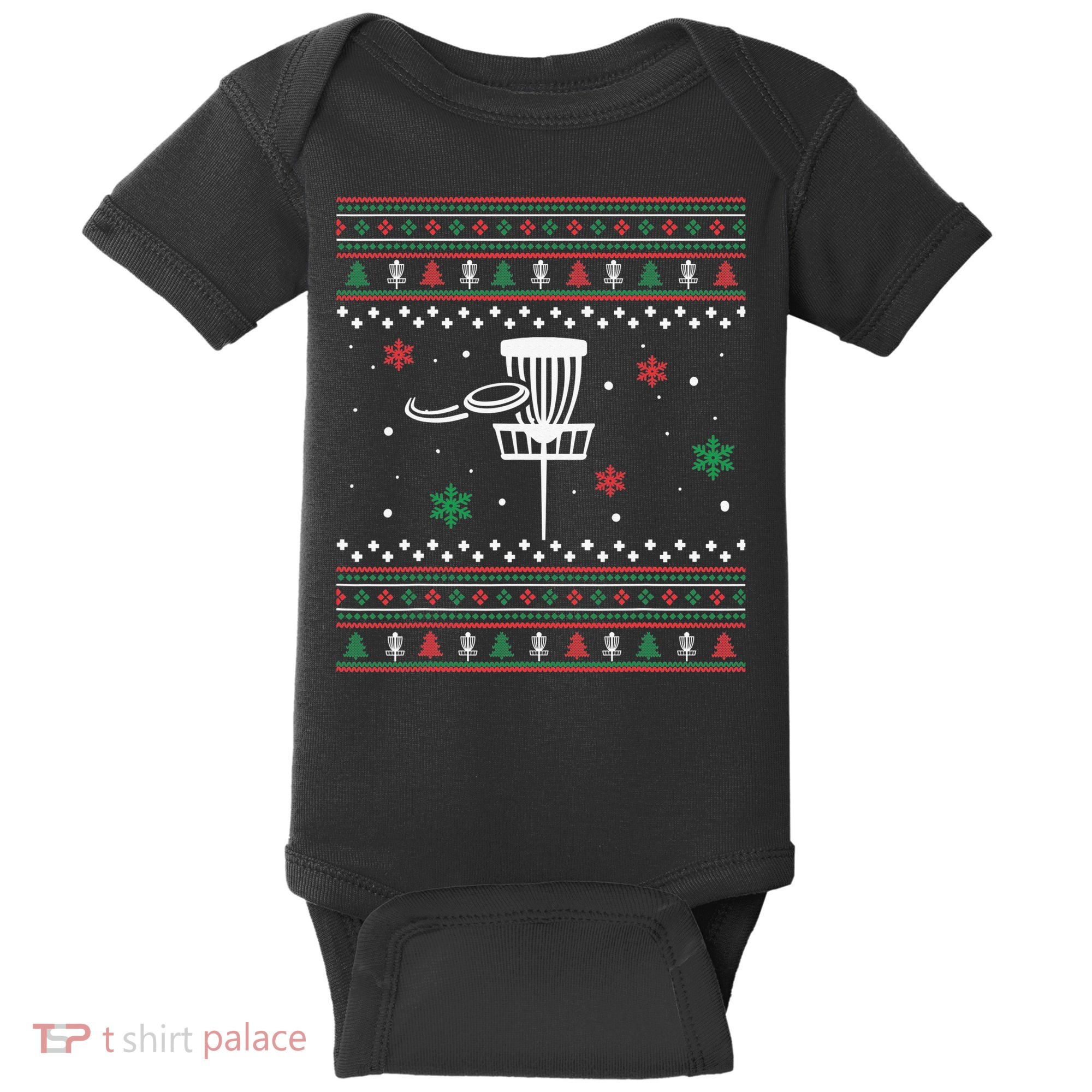 Merry Discmas Disc Golf Ugly Christmas Sweater Party Baby Bodysuit