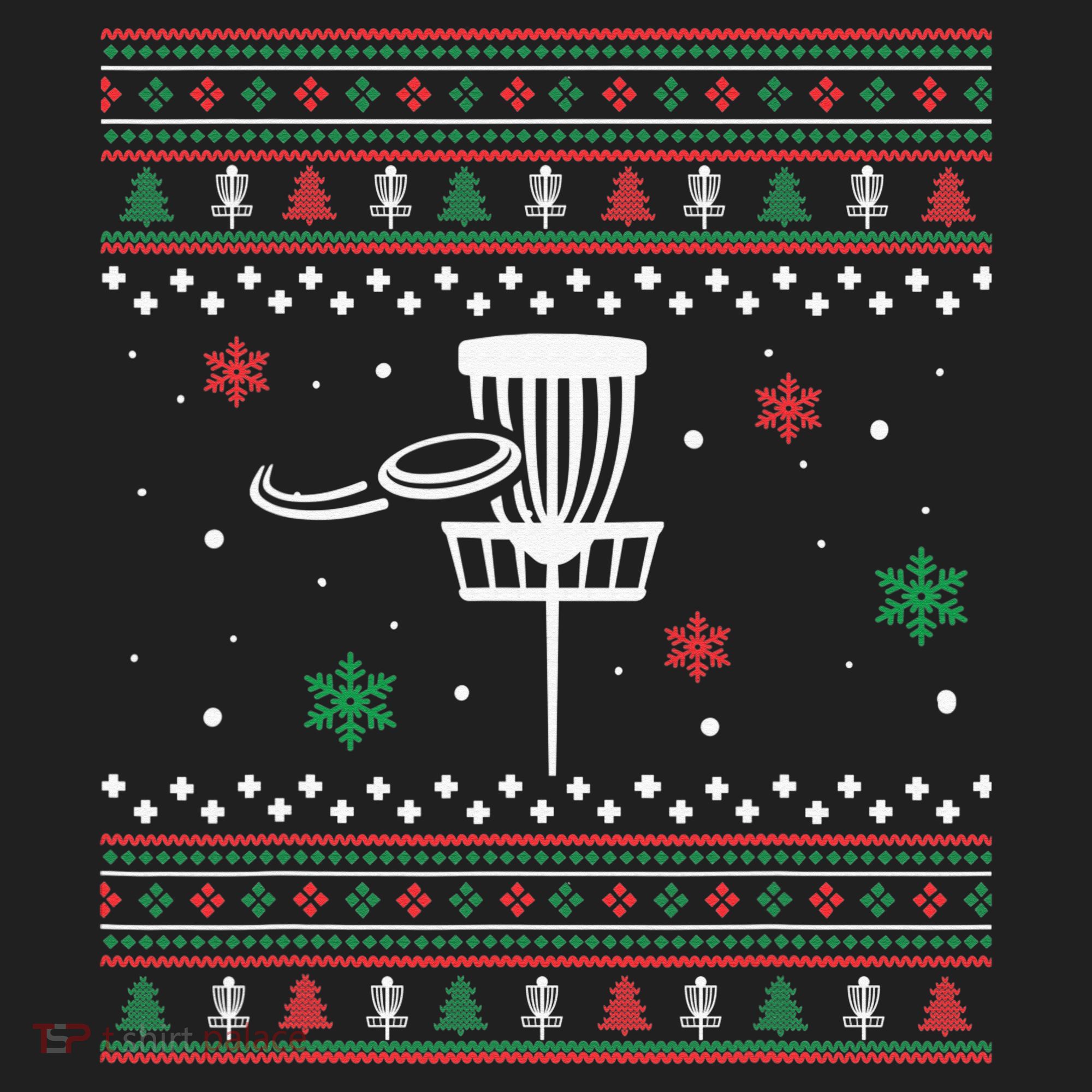 Merry Discmas Disc Golf Ugly Christmas Sweater Party Hat