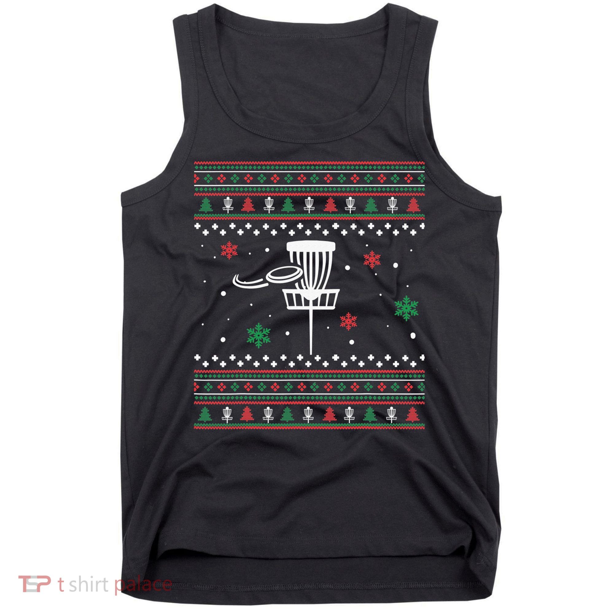 Merry Discmas Disc Golf Ugly Christmas Sweater Party Tank Top