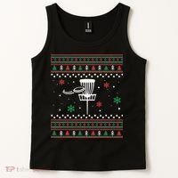 Merry Discmas Disc Golf Ugly Christmas Sweater Party Tank Top thumb 2