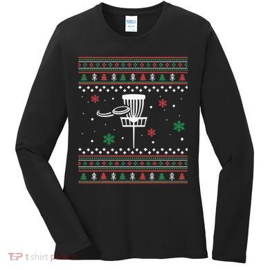 Merry Discmas Disc Golf Ugly Christmas Sweater Party Women's Long Sleeve Shirt