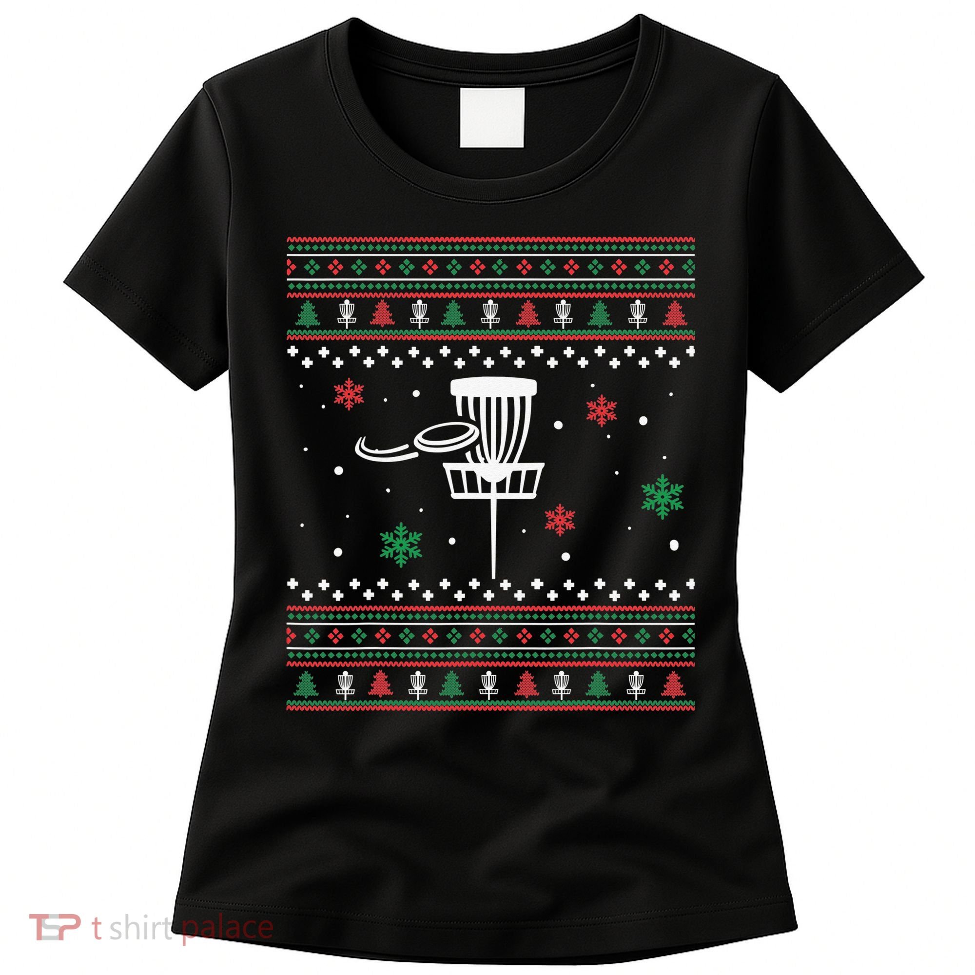 Merry Discmas Disc Golf Ugly Christmas Sweater Party Women's T-Shirt