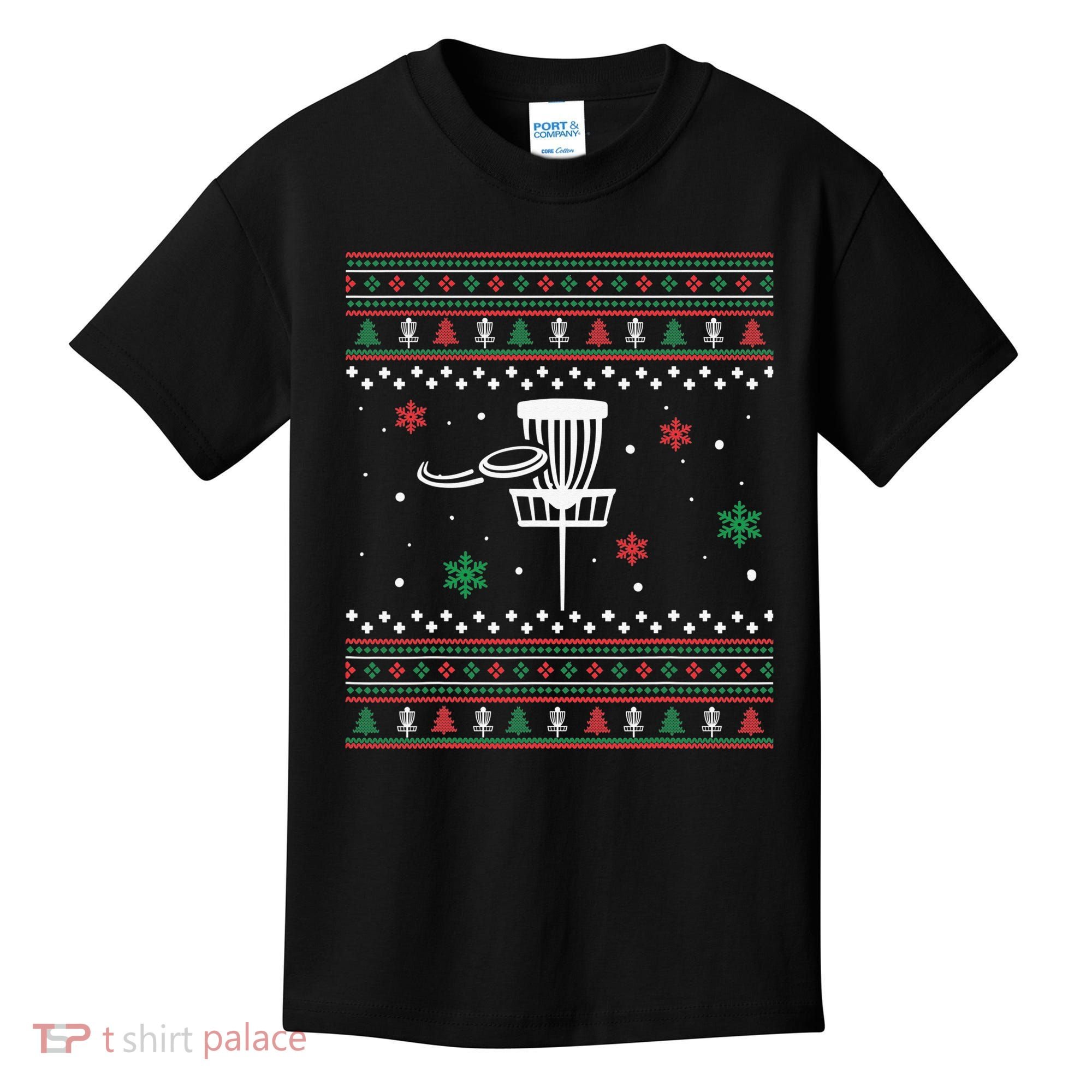 Merry Discmas Disc Golf Ugly Christmas Sweater Party Kids T-Shirt