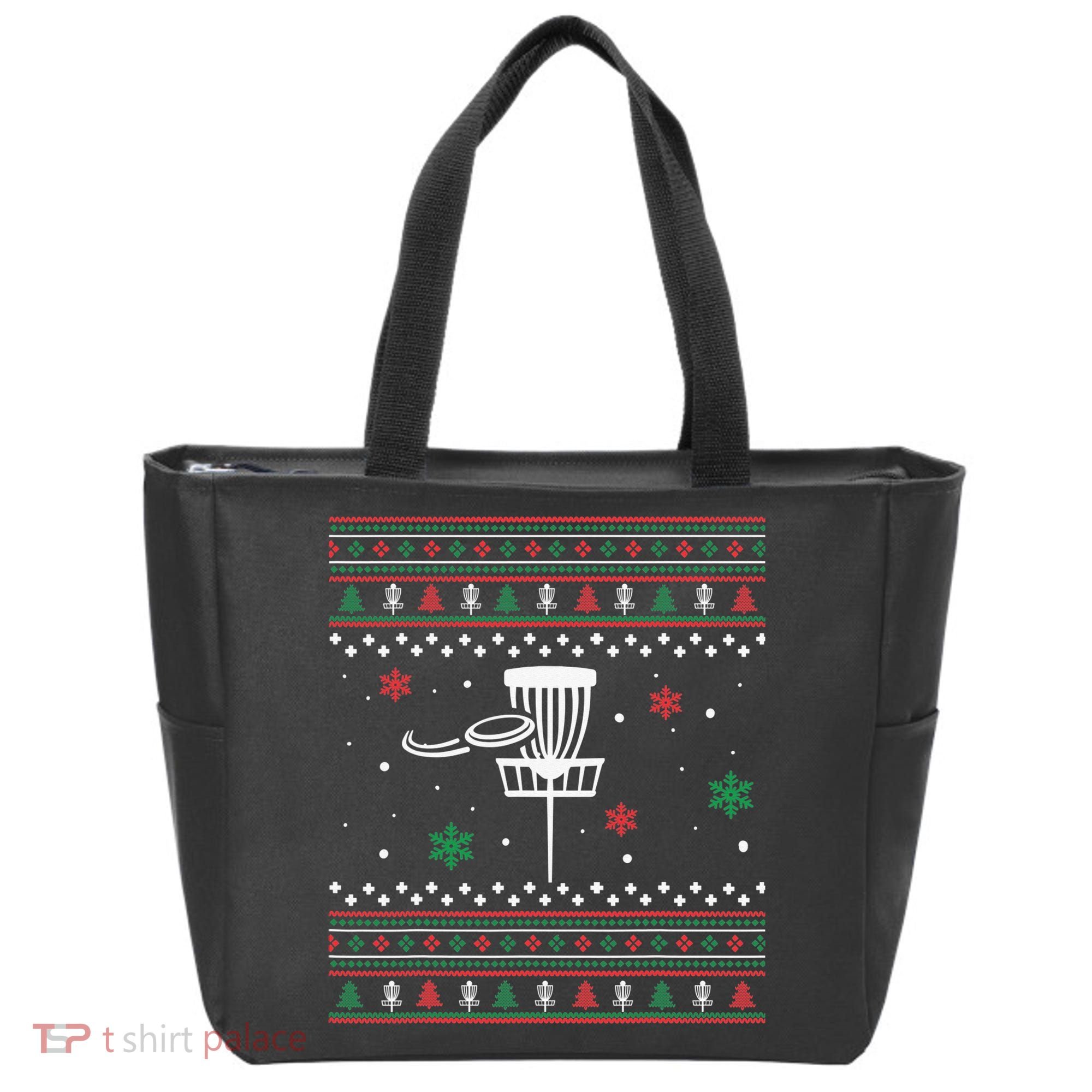 Merry Discmas Disc Golf Ugly Christmas Sweater Party Tote Bag