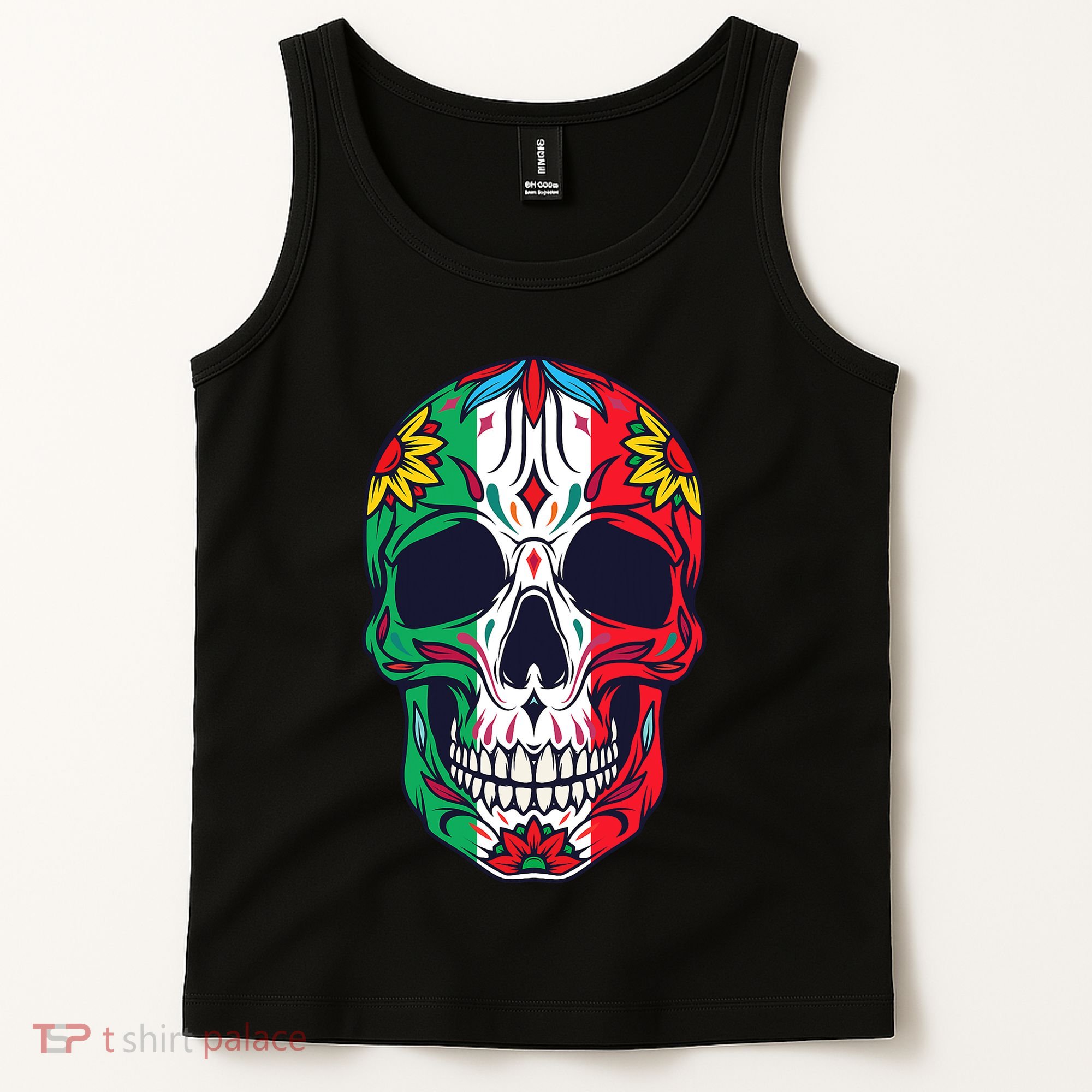 Mexican Dia De Los Muertos Day Of The Dead Sugar Skull Tank Top