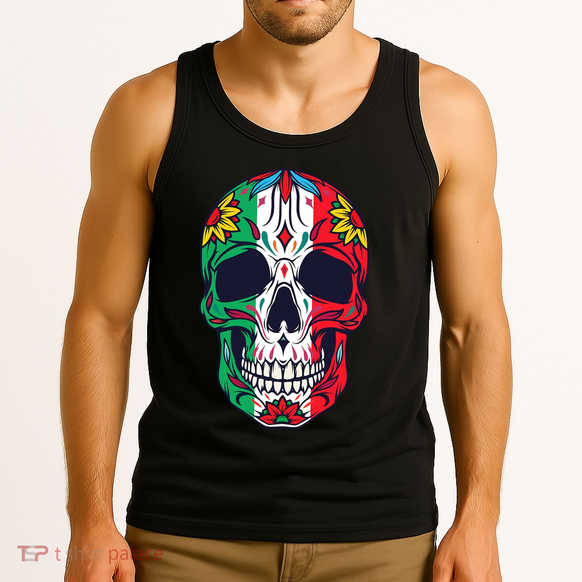 Mexican Dia De Los Muertos Day Of The Dead Sugar Skull Tank Top