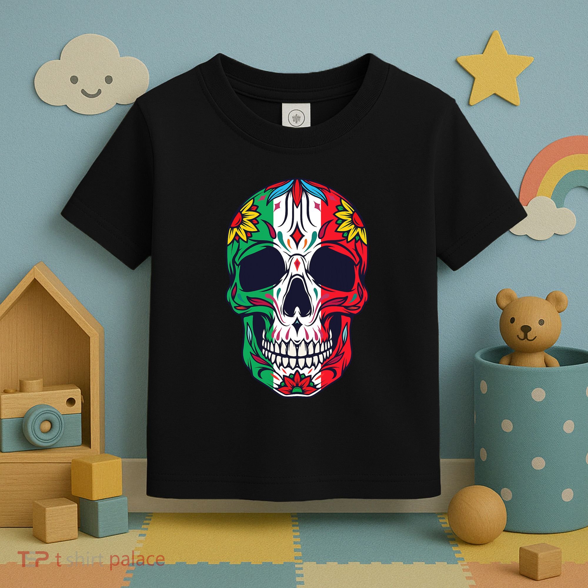 Mexican Dia De Los Muertos Day Of The Dead Sugar Skull Toddler T-Shirt