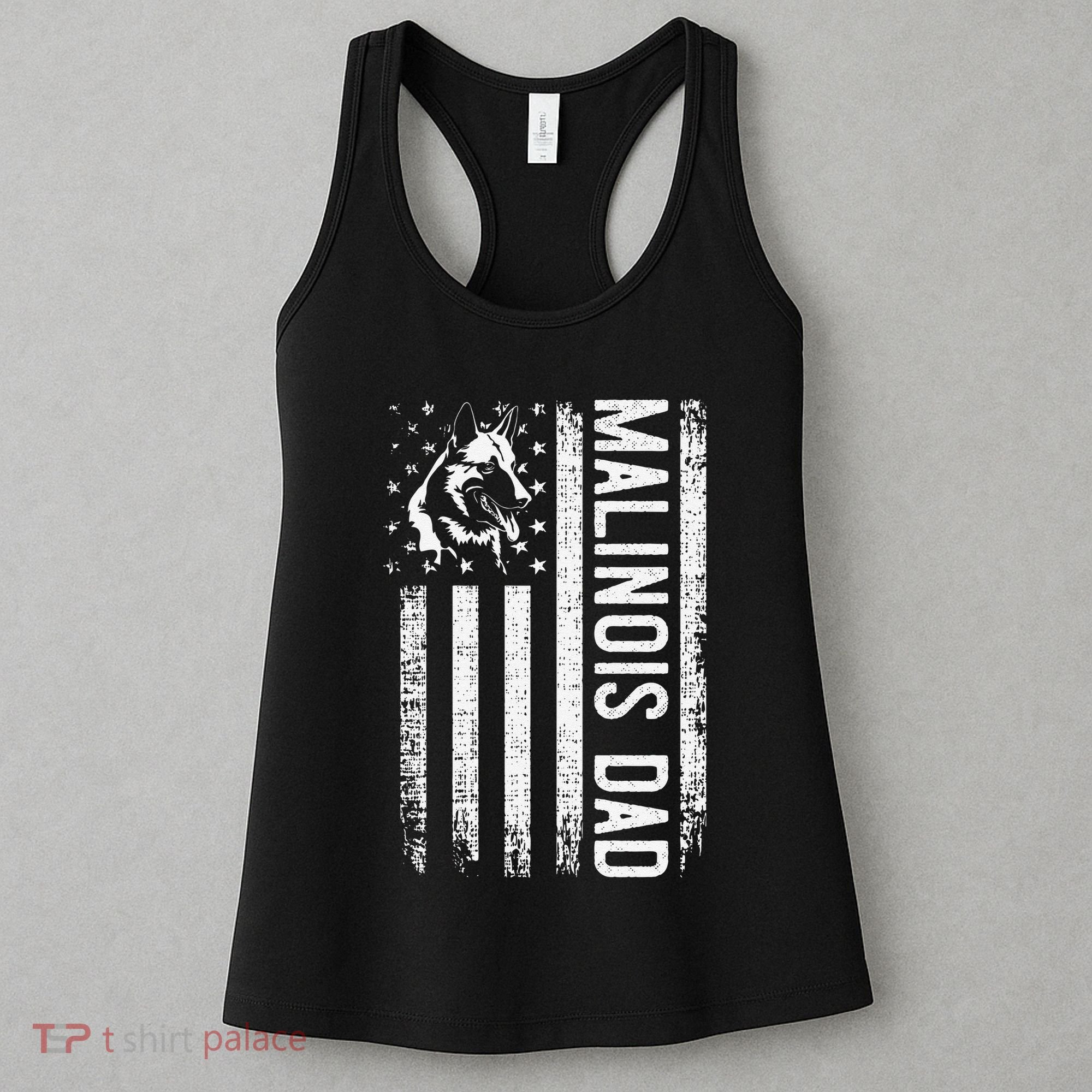 Malinois Dad Dog Dad K9 American Flag Dog Lover Women's Tank Top
