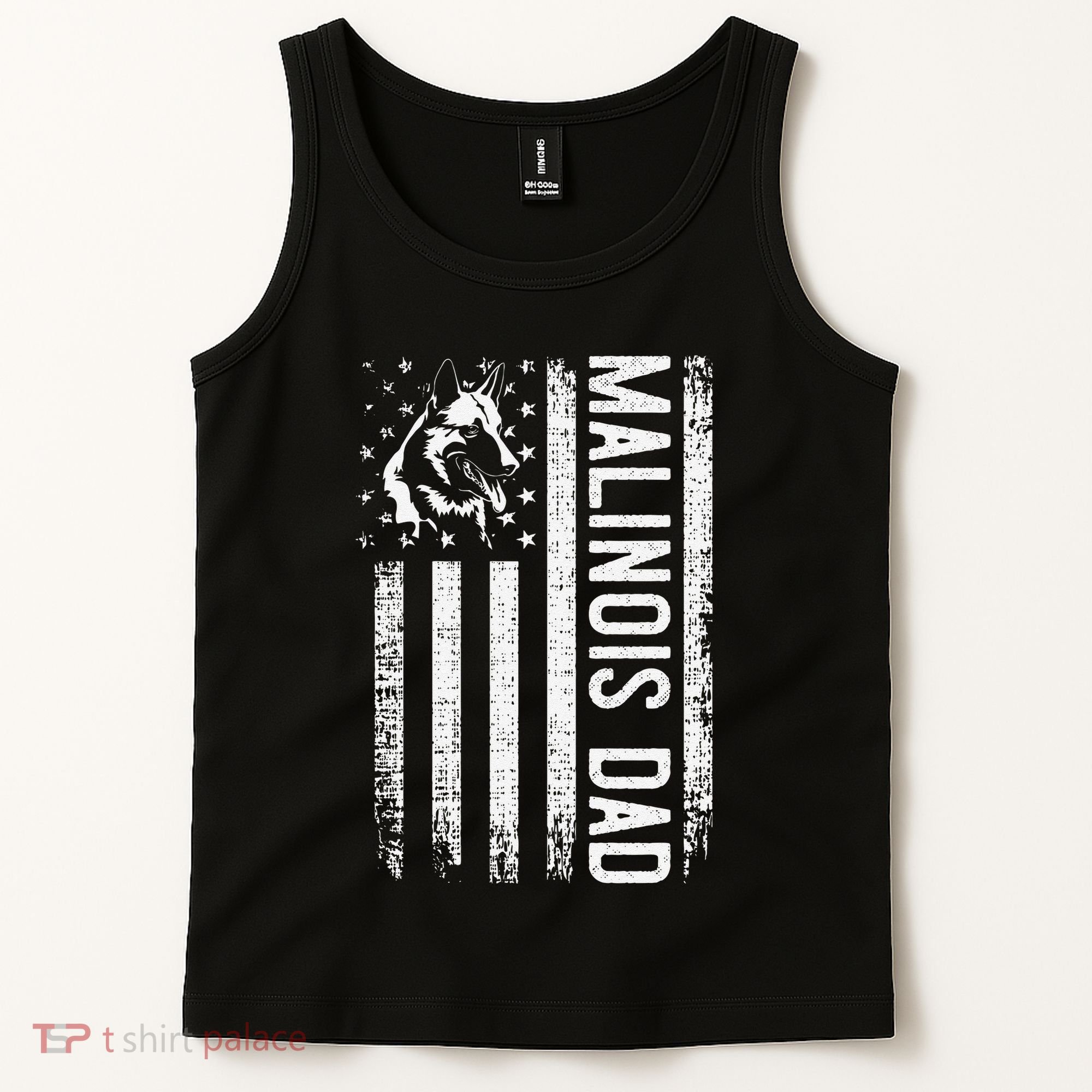 Malinois Dad Dog Dad K9 American Flag Dog Lover Tank Top