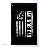 Malinois Dad Dog Dad K9 American Flag Dog Lover Golf Towel thumb 0