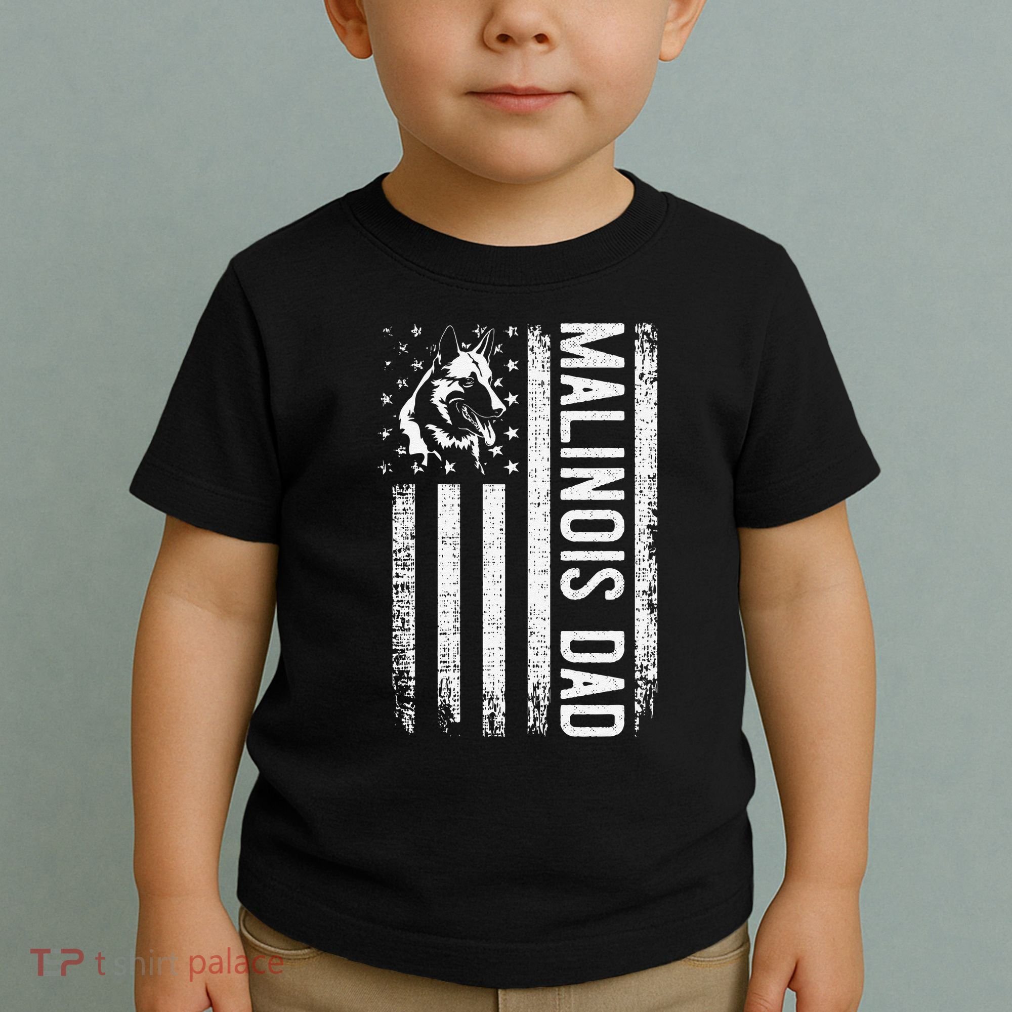 Malinois Dad Dog Dad K9 American Flag Dog Lover Toddler T-Shirt