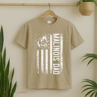 Malinois Dad Dog Dad K9 American Flag Dog Lover T-Shirt thumb 2