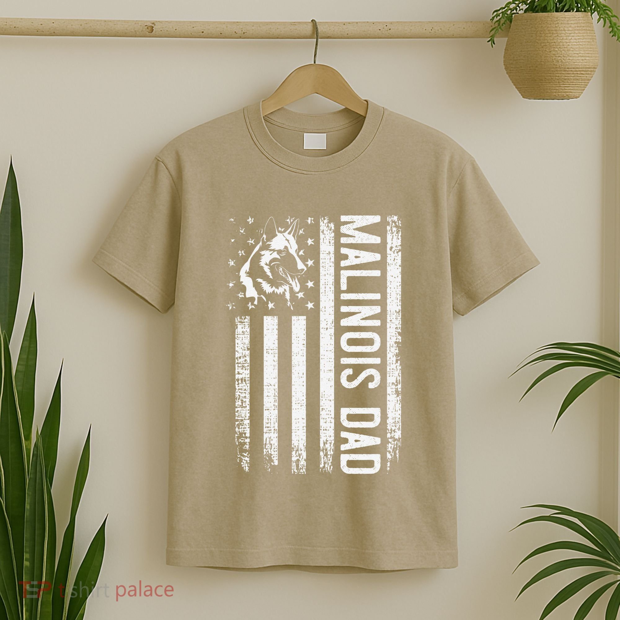 Malinois Dad Dog Dad K9 American Flag Dog Lover T-Shirt