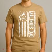 Malinois Dad Dog Dad K9 American Flag Dog Lover T-Shirt thumb 3