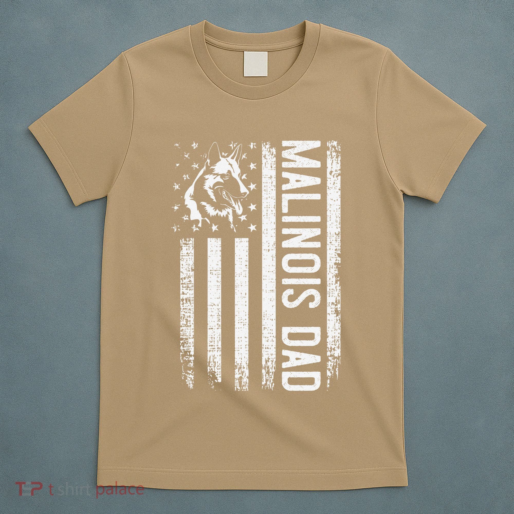 Malinois Dad Dog Dad K9 American Flag Dog Lover T-Shirt